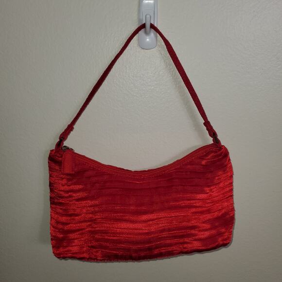 Red Satin Ruched Evening Shoulder Bag – Holiday Party & NYE Cocktail Purse - Picture 15 of 15